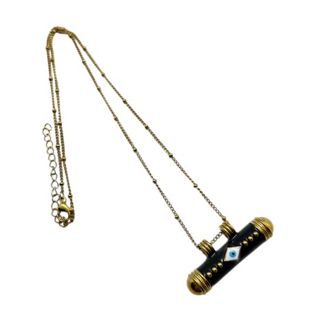 necklace steel gold black with eye1